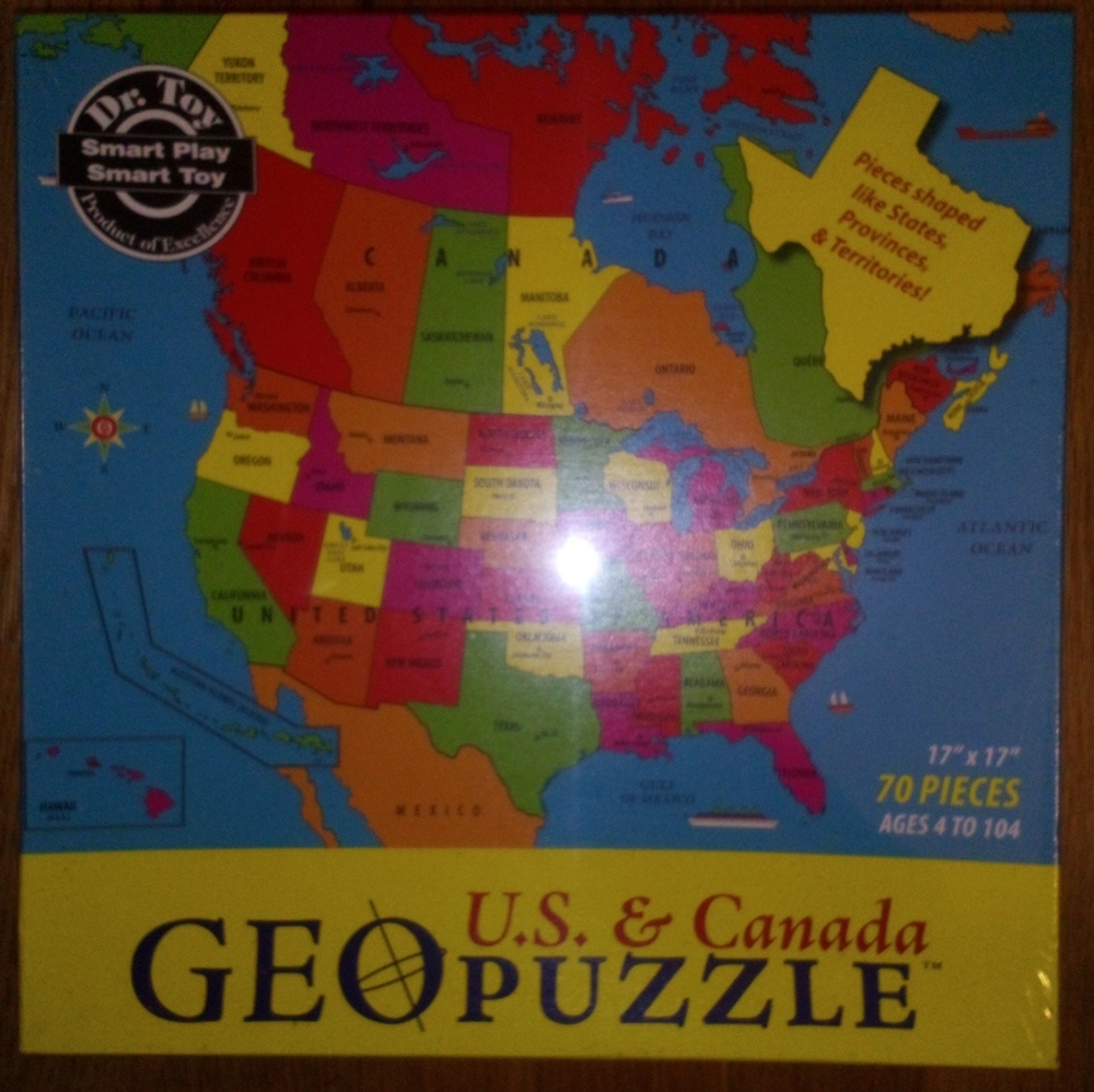 GeoPuzzle U.S. & Canada 70 Piece Map Puzzle Sealed